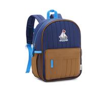 VASCHY Sac à Dos Enfant, Léger Petit Matelassé Cartable Fille Garcon Primaire Maternelle 3 à 5 Ans Mignon Blocs de Couleurs Sac d'École avec Poches Latérales Marine Marron