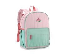 VASCHY Sac à Dos Enfant, Léger Petit Matelassé Cartable Fille Primaire Maternelle 3 à 5 Ans Mignon Blocs de Couleurs Sac d'École avec Poches Latérales Rose Vert