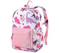 VASCHY Sac à Dos Enfants, Cartable Filles Primaire 13L Mignon Imperméable Léger 4-6 Ans pour Maternelle Scolaire avec Sangle de Poitrine Convient pour A4 Dinosaure Rose