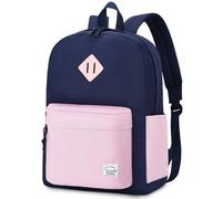 VASCHY Sac à Dos Scolaire Enfant, Léger Déperlant 20 L, Bicolore, Primaire Collège, A4, Poches Latérales, Bleu Minuit & Rose