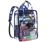 VASCHY Sac à Dos Transparent, PVC Grande Capacité Résistant à l'eau Sac à Dos Clair Collège pour Femmes Adolescentes École, Voyage, Achats （Bleu Royal Zou Ju）