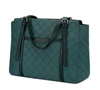 VASCHY Sac a Main Femme, Sac De Cours Pour Ordinateur Portable 15,6 Pouces Cabas Matelassé Imperméable Tote Bag Pour Travail Affaire Voyage Lycée, Vert