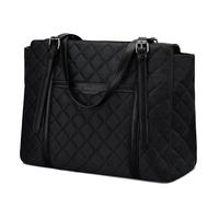 VASCHY Sac a Main Femme, Sac De Cours Pour Ordinateur Portable 15,6 Pouces Cabas Matelassé Imperméable Tote Bag Pour Travail Affaire Voyage Lycée, Noir