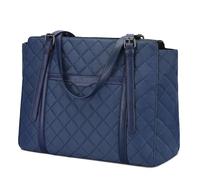 VASCHY Sac a Main Femme, Sac De Cours Pour Ordinateur Portable 15,6 Pouces Cabas Matelassé Imperméable Tote Bag Pour Travail Affaire Voyage Lycée, Bleu