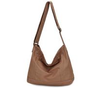 VASCHY Sac Bandoulière Femme, Léger Sac a Main Bandoulière en Toile Besace Femme Homme Adolescent 14 Pouces PC Multi-Poches pour École Université Voyage Travail Loisir, Marron