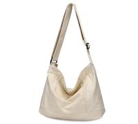 VASCHY Sac Bandoulière Femme, Léger Sac a Main Bandoulière en Toile Besace Femme Homme Adolescent 14 Pouces PC Multi-Poches pour École Université Voyage Travail Loisir, Beige