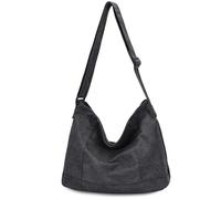 VASCHY Sac Bandoulière Femme, Léger Sac a Main Bandoulière en Toile Besace Femme Homme Adolescent 14 Pouces PC Multi-Poches pour École Université Voyage Travail Loisir, Gris