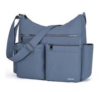 VASCHY Sac Bandoulière Femme Nylon, Casual Sac à Main Bandoulière Imperméable Léger Sacoche Multipoches Antivol Messenger Bag Réglable pour Voyages Travail École Sports Shopping Quotidien, Bleu