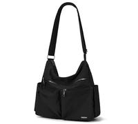 VASCHY Sac Bandoulière Femme, Sacoche Besace Imperméable Léger Multipoches RFID Antivol avec Bretelle Réglable pour Voyage Cours Travail, Noir