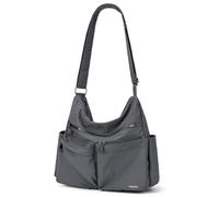 VASCHY Sac Bandoulière Femme, Sacoche Besace Imperméable Léger Multipoches RFID Antivol avec Bretelle Réglable pour Voyage Cours Travail, Gris