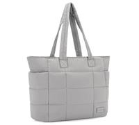 VASCHY Sac Cabas Femme, Léger Grand Sac Fourre Tout Matelassé 15.6 Pouces PC Multi-poches Tote Bag Zippée Sac à Main Fille pour Travail Sport École Voyage avec Poches Latérales Gris