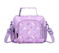 VASCHY Sac Isotherme Repas Enfant, 8.2L Sac Isotherme Enfant Fille Sac à Lunch Déjeuner avec Anse/Bandoulière Amovible/Porte Bouteille pour École Pique-Nique Maternelle Primaire Licorne Violette