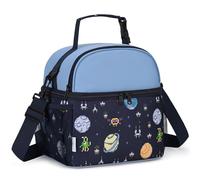 VASCHY Sac Isotherme Repas Enfant Garcon,11.6 L Grande,Espace Marine | avec 2 Compartiments,Léger,Bandoulière Amovible ,Résistant, l'Eau pour Maternelle Pique-Nique & Gouter