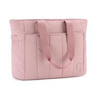 VASCHY Tote Bag Léger, Sac Cabas Femme Matelassé Imperméable 15,6'', Grand Fourre-Tout Zippé Avec Poches Latérales Pour Travail, Cours, Sport Et Voyage Rose