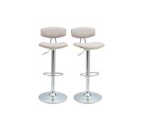 VASCO Tabourets de bar design réglables en tissu effet velours texturé beige et métal ( lot de 2 )