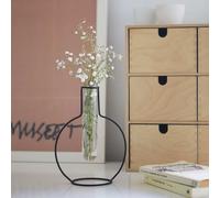 Balvi Vase Round Silhouette Couleur Noir Vase décoratif en Verre et métal Vase Original en Forme de t