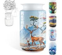 Vase 3D pour adultes, puzzle de Noël de 162 pièces à faire soi-même, puzzle 3D avec colonne d'eau, idéal pour présenter des fleurs réelles ou artificielles et des arrangements floraux (cerf sika)