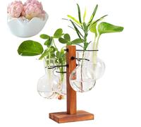 Vase à bulbes en Verre pour Station de Propagation de Moderne avec Support en Bois | Kit de jardinière hydroponique de Table, Terrarium à air, décor d'installation de Terrarium de Bureau Moder