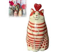 Vase À Chat À Pois,Pièce Faite À La Main,Parfait Pour Les Amoureux Des Chats,Pour La Décoration De La Maison,Cadeau D'anniversaire Pour Fête De Mariage.Red-C-S-27-19cm.
