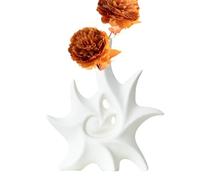 Vase à coquille en céramique blanche - Pot de fleur en céramique blanche, pot décoratif pour la maison pour la table, | vase de fleurs en céramique, Élégant pot de fleur décoratif pièce maîtresse de