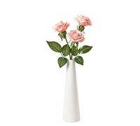 Vase à fleurs conique en verre blanc de 22 cm - Vase décoratif à col étroit pour la maison, la table de mariage, la chambre à coucher, le salon, le bureau