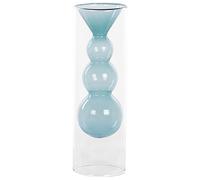 Vase à Fleurs Décoratif Moderne 26 cm en Verre à Double Paroi Turquoise Kalochi