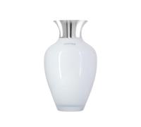 Vase à fleurs Dogale Venise Blanc et Argent en Verre de Murano - Vase design H 30 cm pour décoration moderne, idée cadeau de mariage de luxe, fabriqué à la main en Italie