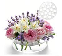 Vase à fleurs en acrylique anti-fuite à 16 trous avec couvercle pratique pour un arrosage et un nettoyage faciles