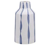 Vase à Fleurs en Céramique avec Effet de Craquelures Lignes Blanches et Bleues A