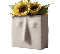Vase à fleurs en céramique - Vase en céramique blanc avec motif unique de visage | Centre de table décoratif moderne pour centres de table dans la chambre et le salon