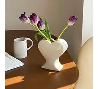 Vase à fleurs en céramique, vase unique pour décoration de table, pendaison de crémaillère, festival, cadeau (blanc crème)