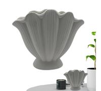 Vase à fleurs en coquillage - Forme Boho en céramique, finition texturée rayée, forme esthétique minimaliste, récipient décoratif moderne | Présentoir à domicile de 20cm pour arrangements floraux, Tab