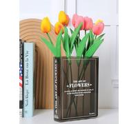 Vase à Fleurs en Forme de Livre, décoration d'étagère, Vase Noir Unique pour décoration d'intérieur et saveur culturelle, vases à Fleurs en Acrylique pour Chambre à Coucher et Bureau à Domicile, Un