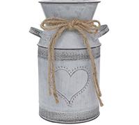 Vase à fleurs en métal style shabby chic, vase rustique gris vintage en forme d'amour,pour la décoration du salon - 19 cm de
