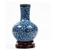 Vase à Fleurs en Porcelaine Bleu et Blanc en céramique, Ornements pour la Maison, Le Salon, la Salle d'étude, l'ameublement, l'artisanat, floreros florero(T High 21 cm)