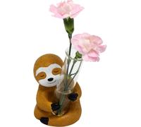 Vase à fleurs en tube à essai pour paresseux Décoration Vase en résine innovant Animal de dessin animé Décorations maison Artisanat