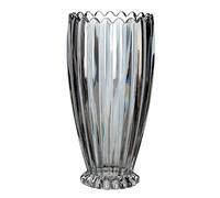 Vase à fleurs en verre de cristal de 25,4 cm, design cannelé nervuré avec bord ondulé, vases décoratifs floraux modernes pour décoration d'intérieur, ferme, salon et chambre à coucher, 27 cm de haut