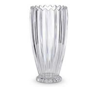 Vase à fleurs en verre de cristal de 25,4 cm, design cannelé nervuré avec bord ondulé, vases décoratifs floraux modernes pour décoration d'intérieur, ferme, salon et chambre à coucher, 27 cm de haut