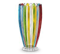 Vase à fleurs en verre de cristal de 25,4 cm, design cannelé nervuré avec bord ondulé, vases décoratifs floraux modernes pour décoration d'intérieur, ferme, salon et chambre à coucher, 23 cm de haut