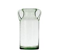 Vase à Fleurs en Verre pour la Décoration, Vases en Verre pour Centres de Table, Vase à Fleurs à Double Oreille, Vase Soufflé à la Main Transparent, Vase Décoratif pour Salle à Manger,(L-Vert)