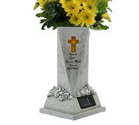 Vase À Fleurs Grave Du Cimetière - Vase À LED Solaire, Statue Décorative | Ornement Commémoratif Peint À La Main, Courte De Jardin Extérieur Courte Étanche À Fleurs Éclairées Pour La Tombe D'ho