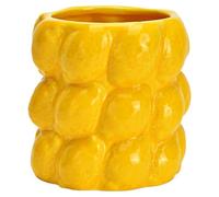 Vase à fleurs, jaune, avec motif citron, 3D, diamètre : 13 x 13 cm, vase moderne en céramique, comme décoration de printemps