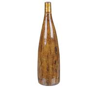 Vase à Fleurs Marron et Doré en Terre Cuite 52 cm en Forme de Bouteille Burgos