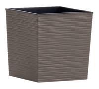 Nizza Groove Pot de Fleurs, Aspect rainuré, 25 x 25,5 cm, en Plastique, avec élément en Fibres de Bois et Insert, Gris