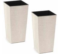 Vase À Fleurs Pots De Fleurs Conteneur Nice Ensemble De 2 30 Cm Blanc Seau