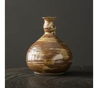 Vase À Fleurs Rétro en Céramique,11cm Petit Vase À Fleurs Ikebana De Style Japonais - Décoration D'intérieur Élégante - pour Bureau, Bibliothèque, Cheminée, Table, Chambre(Brown)