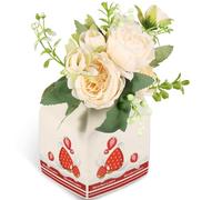 Vase à fleurs, vase en carton de lait, vase décoratif en céramique d'inspiration vintage, vase à fleurs artistique pour la maison et le bureau (fraise rouge)