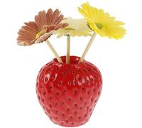 Vase à fraises décoratif, 11,9 x 10,9 x 11,9 cm, en résine végétale, en forme de fraise, rouge