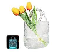 Vase à Sac en Verre, Vase Carré en Verre Décoratif en Forme De Sac à Main à Fleurs en Forme Créatif De Poche Fait à La Main De Table Moderne Décoration pour Fleurs Tulipes Pot-Pourri