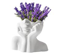 Vase à visage en céramique blanche - Vases demi-corps à tête de forme féminine | Vase demi-visage femme | Vase à fleurs visage | Vase visage | Vase à fleurs | Vase visage femme | Vase corporel Femme |